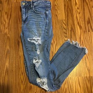 American Eagle Outfitters Ripped Blue Boyfriend Jeans